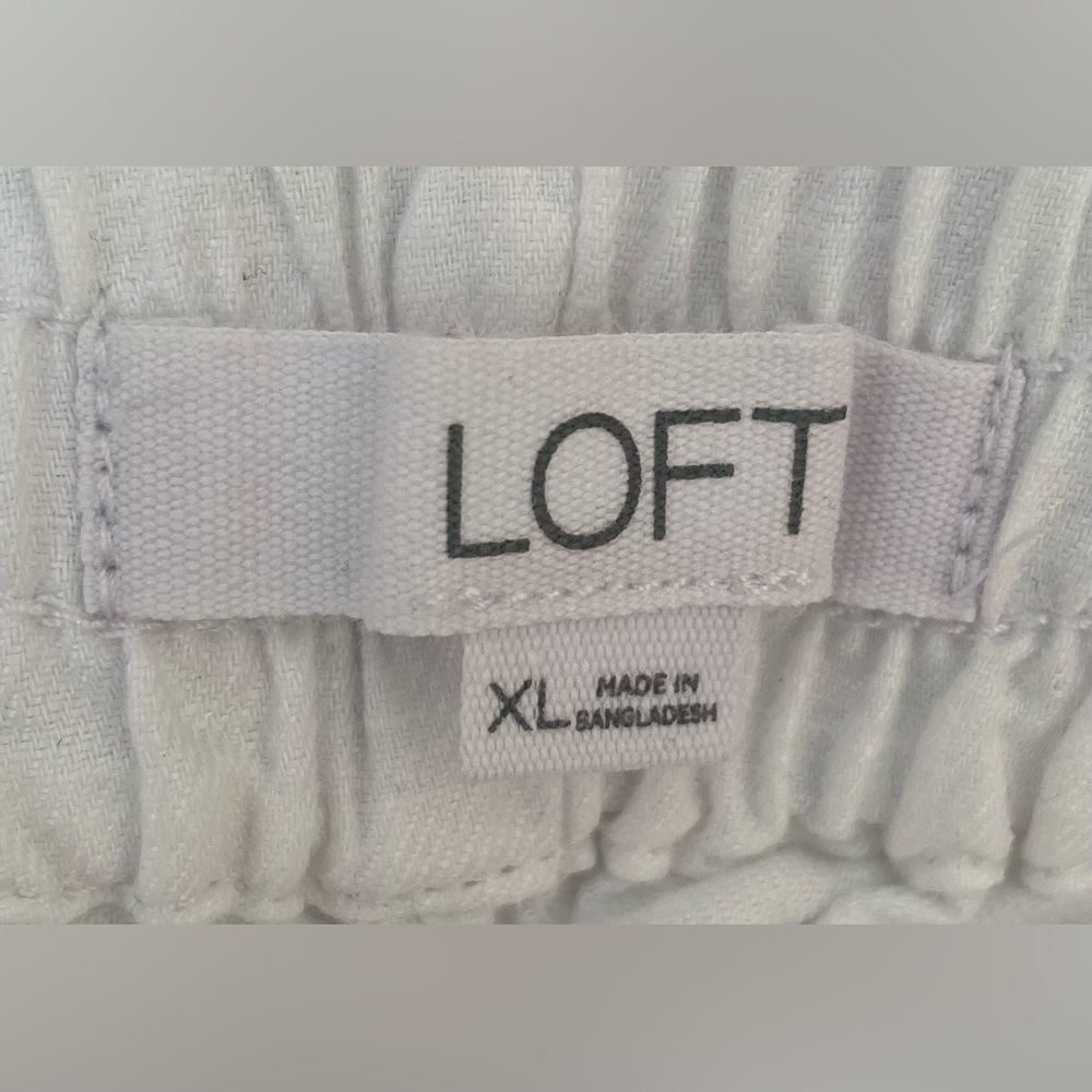 LOFT White Cotton/Linen Extra Wide Leg Pants Size XL - Picture 8 of 9